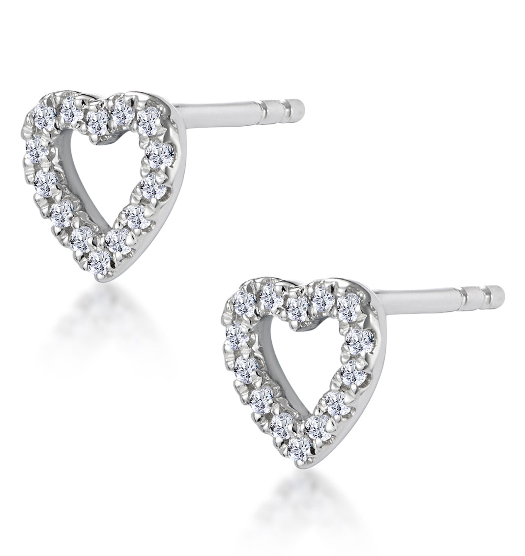 Stellato Diamond Heart Earrings in 9K White Gold